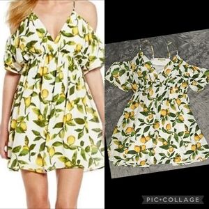 Gianni bini lemon print cold shoulder dress lemons summer spring molly Dress sma